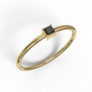 Soild Yellow Gold Minimalist Promise Princess Ring